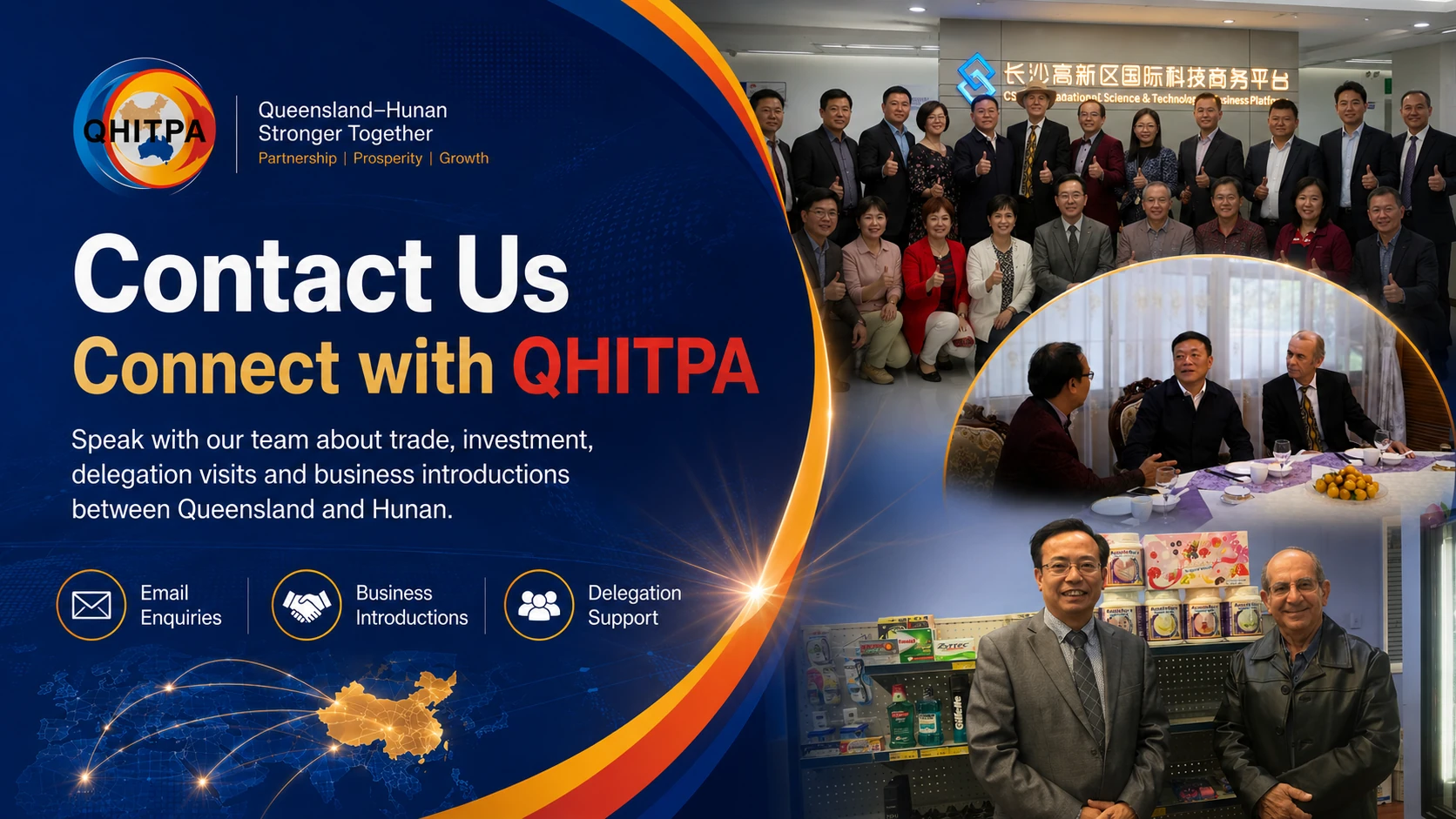 Contact QHITPA for trade investment delegations and business introductions